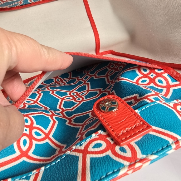 Kate Spade Moroccan Market Expandable Tote Bag In Turqouise/Flame Shoulder Bag - Picture 14 of 16